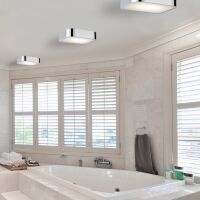 Plafon Lucie 43  AZzardo LC3512 AZ1309 prostokat o zaokrąglonych bokach wykończnie w kolorze chromu mleczne szkło IP44