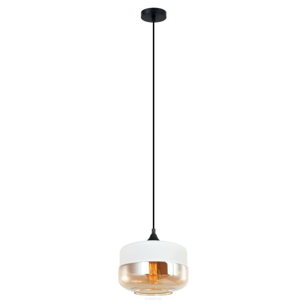 Lampa wisząca MOLINA MDM-2380/1 W+AMB  NOWOCZESNY ZWIS O ŚR. 25 CM  BIAŁO / SZAMPAŃSKI KLOSZ 