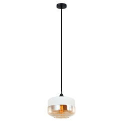 Lampa wisząca MOLINA MDM-2380/1 W+AMB  NOWOCZESNY ZWIS O ŚR. 25 CM  BIAŁO / SZAMPAŃSKI KLOSZ 