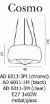 Lampa wisząca Cosmo czarna AZzardo 2901-3PA AZ0909 wykonana jest z metalu oraz szkła o wykończeniu czarnym - 5