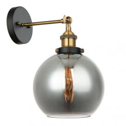 Kinkiet CARDENA MBM-4330/1 GD+SG Italux EKSTRAWAGANCKA LAMPA ŚCIENNA W STYLU INDUSTRIAL / RETRO CZARNY / ZŁOTY / DYMIONE SZKŁO 