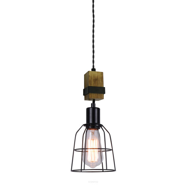 Lampa wisząca PONTE PND-4290-1-L Italux POJEDYNCZY ZWIS RETRO AŻUROWY DRUCIANY KLOSZ E 27 