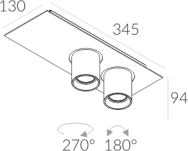 Oprawa natynkowa Auro Base 60 NT 60x2 CRI80 Labra  3.0555 prostokatna podstawa różne kolory wykończenia i wkładek reflektory w kształcie tub - 4