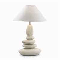 Lampa stołowa Dolomiti TL1 BIG Ideal Lux 034942 podstawa z emaliowanych elementów ceramicznych w kolorze kamiennym klosz z beżowej tkaniny