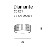 Plafon Diamante C0121 Maxlight  okrągły kryształowy z metalu i szkła - 2