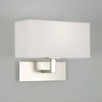 Kinkiet lampa ścienna Park Lane Astro  matowy nikiel 0763 biały abażur do salonu sypialni  prostokątna podstawa i abażur 1080009