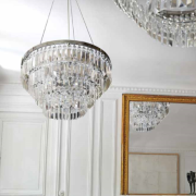 Lampa wisząca / plafon Azzardo Salerno DEL-6293-5P  AZ2107 z metalu o wykończeniu chromowanym składa się z kryształków w kształcie prostokątów okrągła podstawa