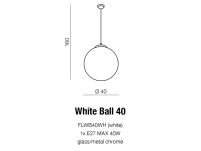 Lampa wisząca White Ball 40 AZzardo FLWB40WH  kula mleczna  chromowane wykończenie nowoczesna - 3