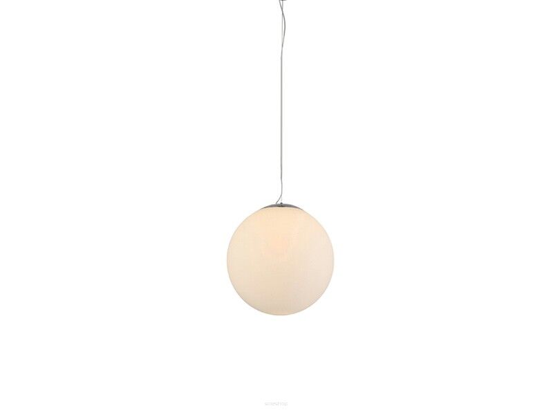 Lampa wisząca White Ball 40 AZzardo FLWB40WH  kula mleczna  chromowane wykończenie nowoczesna