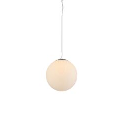 Lampa wisząca White Ball 40 AZzardo FLWB40WH  kula mleczna  chromowane wykończenie nowoczesna