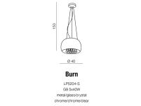 Lampa wisząca Burn AZzardo LP5204-S  AZ0699 wnętrza szklanego klosza wydobywaja się kryształy, które nadają awangardowego stylu - 6