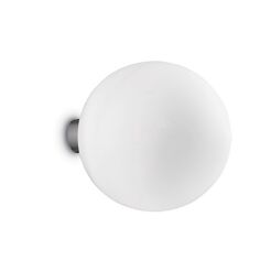 Kinkiet Mapa Bianco AP1 D30 Ideal Lux  059822  Klosz jest w kształcie kuli ze szkła oprawa z metalu w kolorze niklu