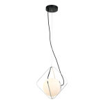 Lampa wisząca CANTO PEN-5696-1-BKCR Italux SZKLANY KLOSZ W GEOMETRYCZNEJ KLATCE CZARNY / BIAŁY/ CHROM NOWOCZESNA - 2