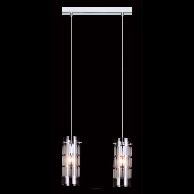 Lampa wisząca Max   MDM1957-2 Italux nowoczesna lampa wykończenie w kolorze chromu klosz w kształcie tuby mlecznym wzorem podsufitka na listwie