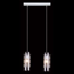 Lampa wisząca Max   MDM1957-2 Italux nowoczesna lampa wykończenie w kolorze chromu klosz w kształcie tuby mlecznym wzorem podsufitka na listwie