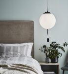 Lampa wisząca HERE 107902 Markslojd CZARNA PODSTAWA BIAŁY KLOSZ WŁĄCZNIK ŚREDNICA 30CM - 4