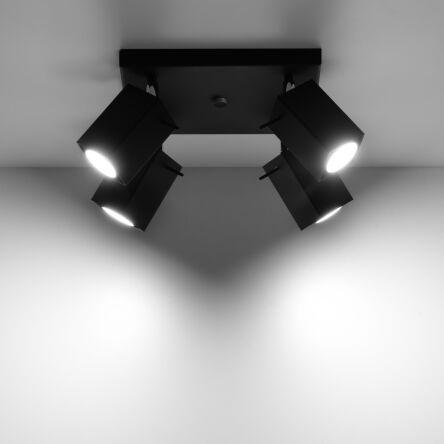 Designerska lampa sufitowa MERIDA 4 czarny SL.0102 SOLLUX LIGHTING nowoczesne klosze prostokątne