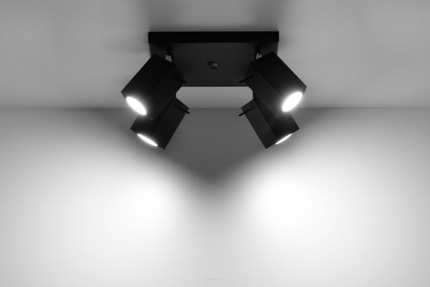 Designerska lampa sufitowa MERIDA 4 czarny SL.0102 SOLLUX LIGHTING nowoczesne klosze prostokątne