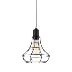 Lampa wisząca Synthia MDM2268-1 Italux styl vintage lampa ma kolor czarny klosz jest z drutu o nietypowym kształcie