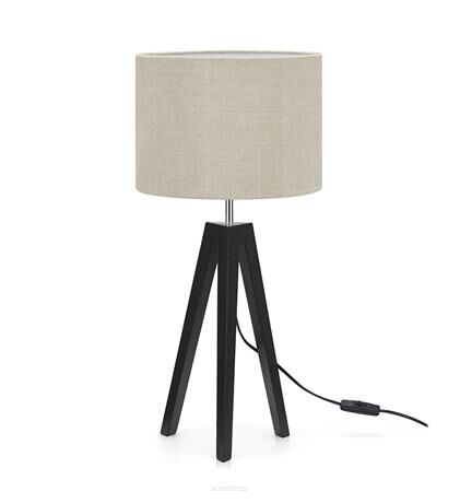 Lampa stołowa LUNDEN 107944 Markslojd Trójnożna metalowa podstawa klasyczny materiałowy klosz czarny / beżowoy