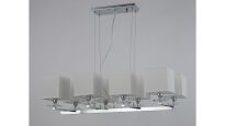 LAMPA WISZĄCA Z BIAŁYMI ABAŻURAMI FIANELO  LDP 1248-8 (WT) podłużna klasyczna białe abażury - 3
