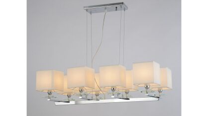 LAMPA WISZĄCA Z BIAŁYMI ABAŻURAMI FIANELO  LDP 1248-8 (WT) podłużna klasyczna białe abażury