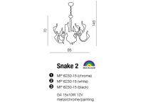 Lampa wisząca Snake 2 biała AZzardo MP 6230-15 WH  kształtem przypomina węże ma kolor biały - 3