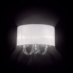 Kinkiet Swan AP2 Ideal Lux  035864 chromowana metalowa oprawa klosze z plisowanej organzy środkowe korpusy wykonane ze szkła
