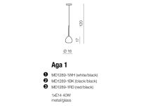 Lampa wisząca Aga 1 azzardo MD1289-1 WH AZ1062 biała nowoczesna opływowy kształt - 4