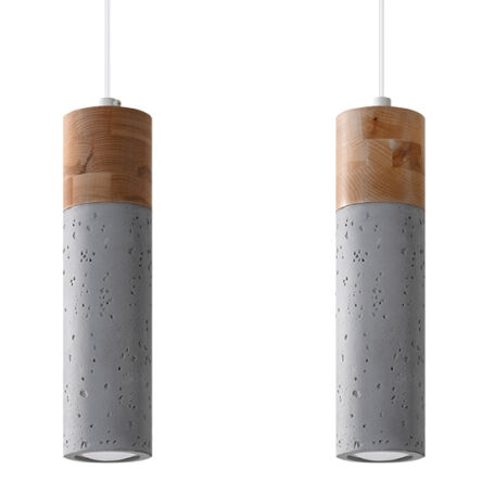 Lampa wisząca ZANE 2 SL.0966 Sollux Lighting tuby z drewna i betonu GU10