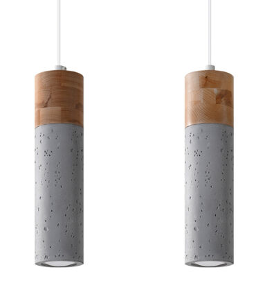Lampa wisząca ZANE 2 SL.0966 Sollux Lighting tuby z drewna i betonu GU10