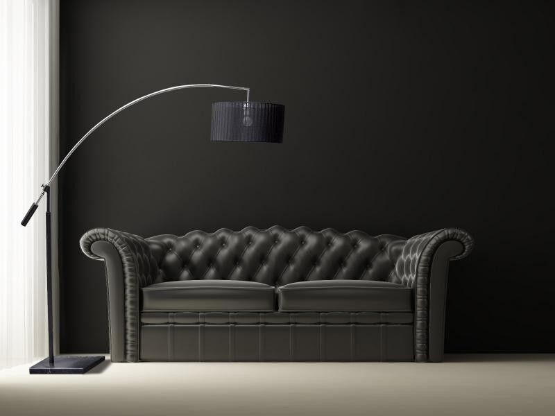 Lampa podłogowa BIANCA BLACK AZzardo TS 061121F AZ0006 okrągły klosz z czarnej tkaniny
