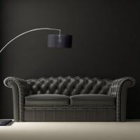 Lampa podłogowa BIANCA BLACK AZzardo TS 061121F AZ0006 okrągły klosz z czarnej tkaniny