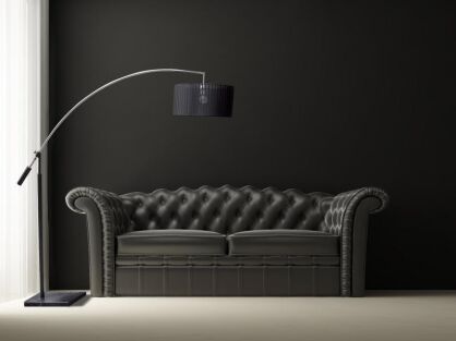 Lampa podłogowa BIANCA BLACK AZzardo TS 061121F AZ0006 okrągły klosz z czarnej tkaniny