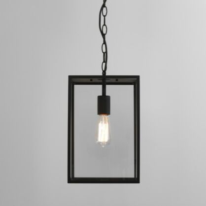 Lampa wisząca zewnętrzna Homefield Pendant 360- Astro 7814 1095015 IP23 prostokąt na łańcuchu stal w kolorze czarnym i przezroczyste szkło 
