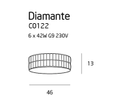 Plafon Diamante C0122 Maxlight  okrągły kryształowy z metalu i szkła - 2