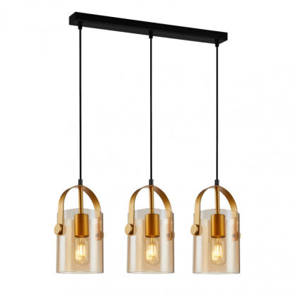 Lampa wisząca  Nanesma PND-32453-3-GD+AMB  nowoczesna bursztynowe klosze kształtem przypomina wiaderko
