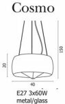 Lampa wisząca Cosmo 2 przezroczysta Azzardo 2901-3PB AZ0910 wykonana jest z metalu oraz szkła o wykończeniu przezroczystym - 4