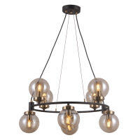 Lampa wisząca Galvez PND-28622-8A Italux Art Deco czarny bursztynowy