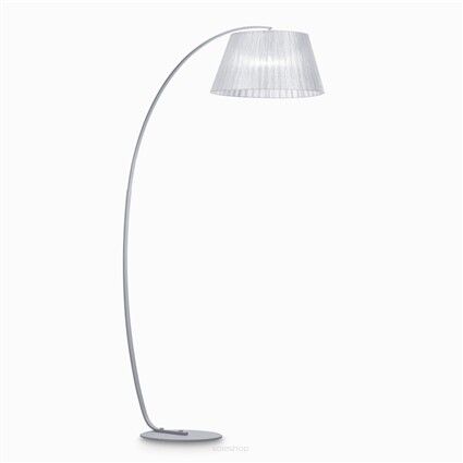Lampa podłogowa Pagoda PT1 ARGENTO Ideal Lux  062273 metalowa rama wykończona satynową emalią klosz z tkaniny w kolorze srebrnym