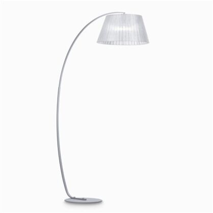 Lampa podłogowa Pagoda PT1 ARGENTO Ideal Lux  062273 metalowa rama wykończona satynową emalią klosz z tkaniny w kolorze srebrnym