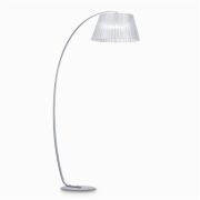 Lampa podłogowa Pagoda PT1 ARGENTO Ideal Lux  062273 metalowa rama wykończona satynową emalią klosz z tkaniny w kolorze srebrnym