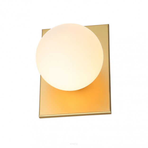 Lampa ścienna MEDIAMO MBM-4597/1 GD Italux ZŁOTY KORPUS OKRĄGŁY SZKLANY KLOSZ PONADCZASOWA