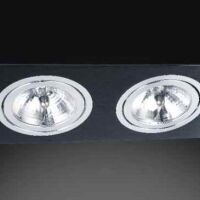 Oprawa sufitowa wpuszczana Faro II Nero czarna z aluminiowymi pierścieniami techniczna 