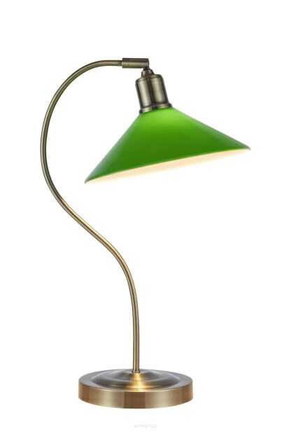 Lampa stołowa Vela 1L E27 108864 Markslojd antyczny mosiądz/zielona 49,5cm, klosz Ø25cm