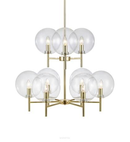 Lampa wisząca CROWN 107920 Markslojd ZŁOTA PODSTAWA TRANSPARENTNE KLOSZE ELEGANCKA