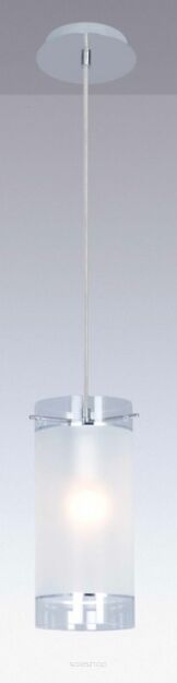 Lampa wisząca Vigo  MDM1560/1 Italux  nowoczesna lampa wykończenie w kolorze chromu klosz w kształcie tuby ze szkła mlecznego i transparentnego