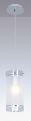Lampa wisząca Vigo  MDM1560/1 Italux  nowoczesna lampa wykończenie w kolorze chromu klosz w kształcie tuby ze szkła mlecznego i transparentnego