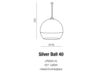 Lampa wisząca Silver Ball 40 AZzardo LP-5034XL AZ0734 okrągły klosz w kolorze chromu/transparentny - 5