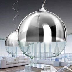 Lampa wisząca Silver Ball 40 AZzardo LP-5034XL AZ0734 okrągły klosz w kolorze chromu/transparentny